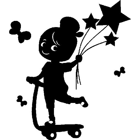 Sticker fille sur trottinette