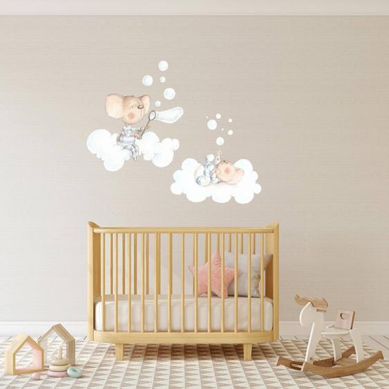Sticker Mural Bébé Petites Souris Multicolore
