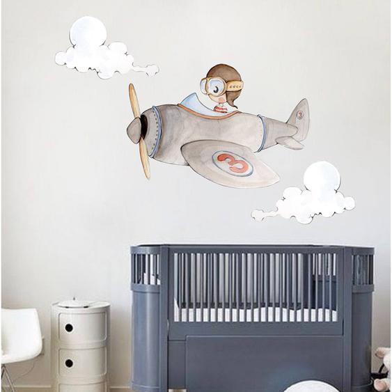 Sticker Mural Enfant Petit Avion Cuco Multicolore