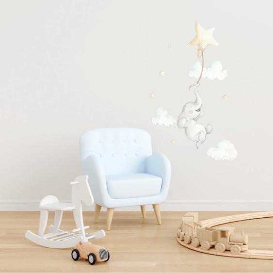Sticker Mural Enfant Petit Éléphant Multicolore