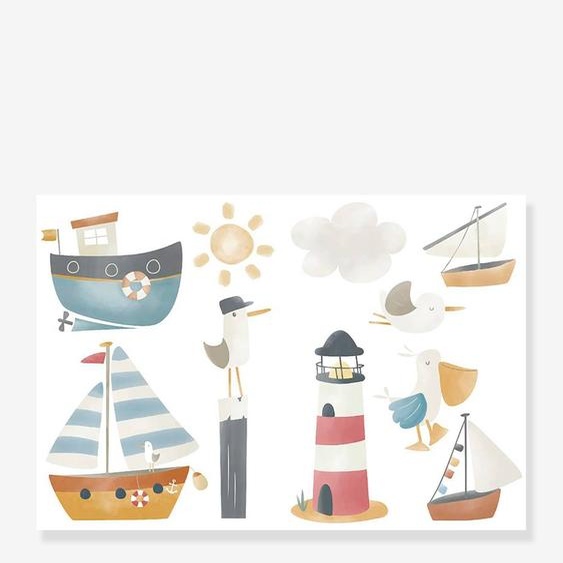 Sticker mural - Sailors Bay - multicolore