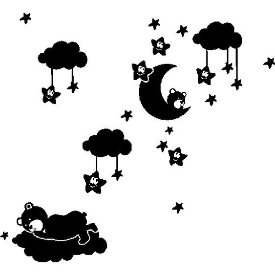 Sticker Nounours et étoiles au clair de lune
