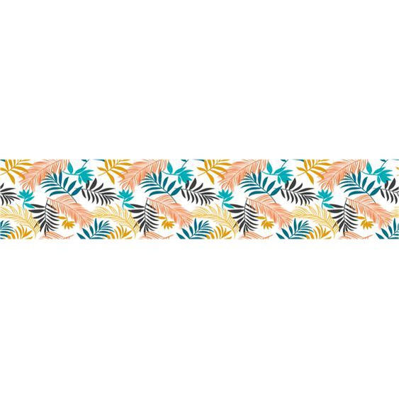 Sticker occultant et privatif pour fenêtre 200 x 40 cm feuilles de palmier colorées