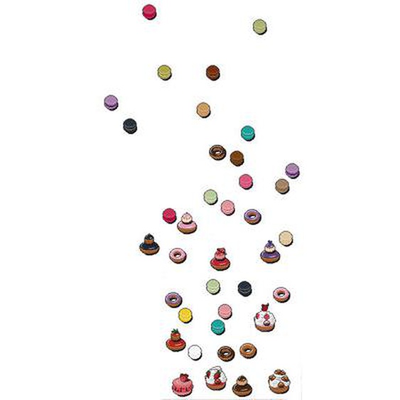 Sticker Pâtisseries et macarons plastique papier multicolore - Domestic