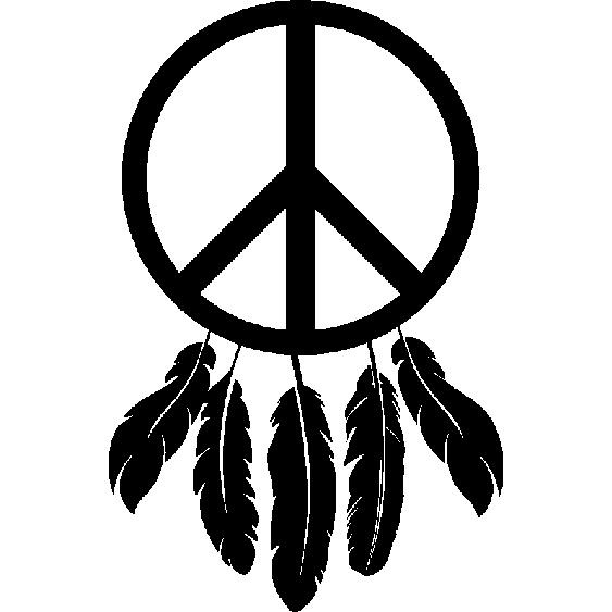 Sticker Peace et plumes