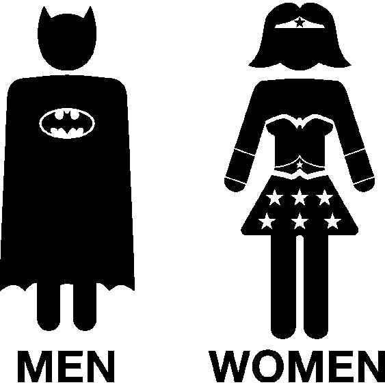 Sticker porte toilettes Super héro Men - Super Women