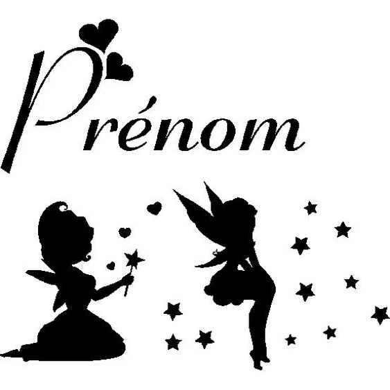 Sticker prénom personnalisable 2 fées et les étoiles