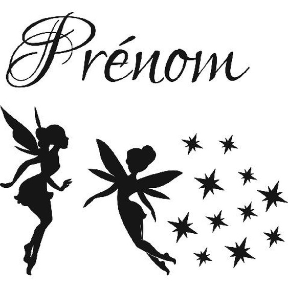 Sticker prénom personnalisable deux fées étincelante