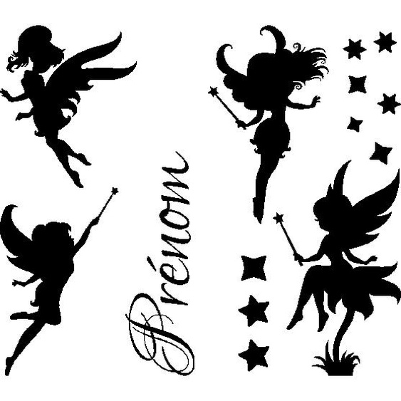 Sticker prénom personnalisé 4 fées design
