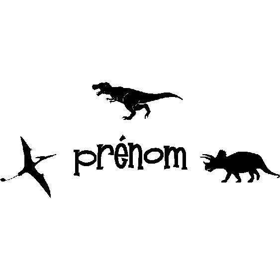 Sticker prénom personnalisé et 3 dinosaures