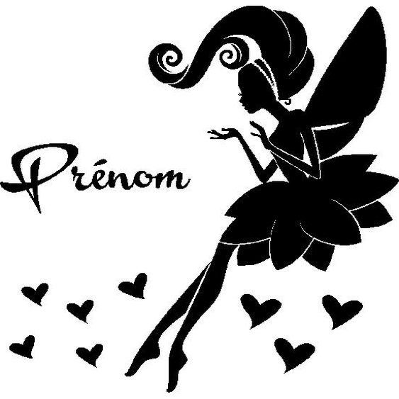 Sticker prénom personnalisé fée amoureuse