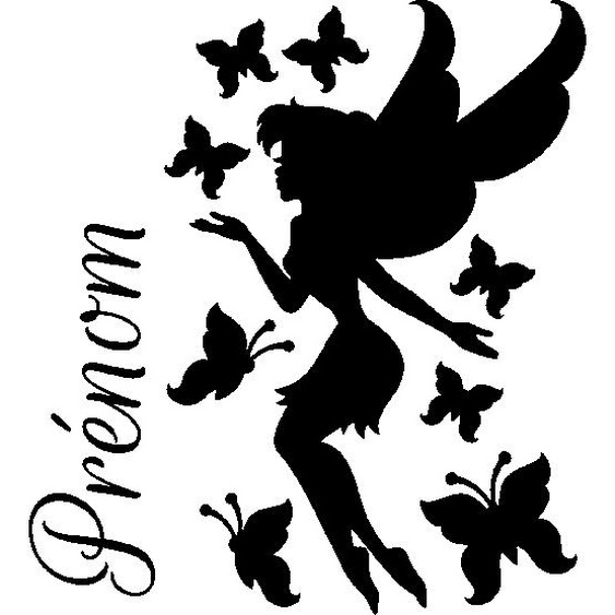 Sticker prénom personnalisé fée de papillon
