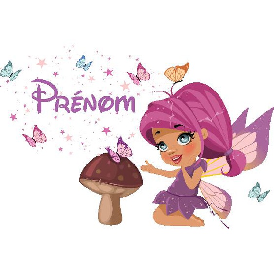 Sticker prénom personnalisé fée des bois