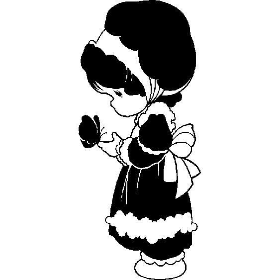 Sticker Silhouette fillette avec un papillon