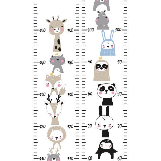 Sticker toise animaux panda renard lion - style japonais