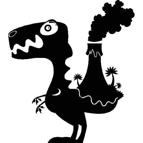 Sticker Tyrannosaure près dun volcan