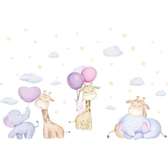 Stickers animaux et les ballons volants
