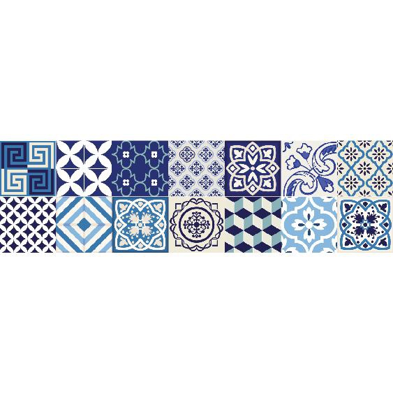 Stickers contremarche carrelages vintage bleu dAzure x 2