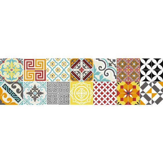 Stickers escalier carrelages mosaïque multicolore x 2