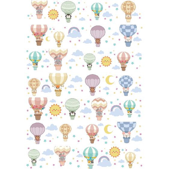 Stickers frise chambre enfant animaux en montgolfières