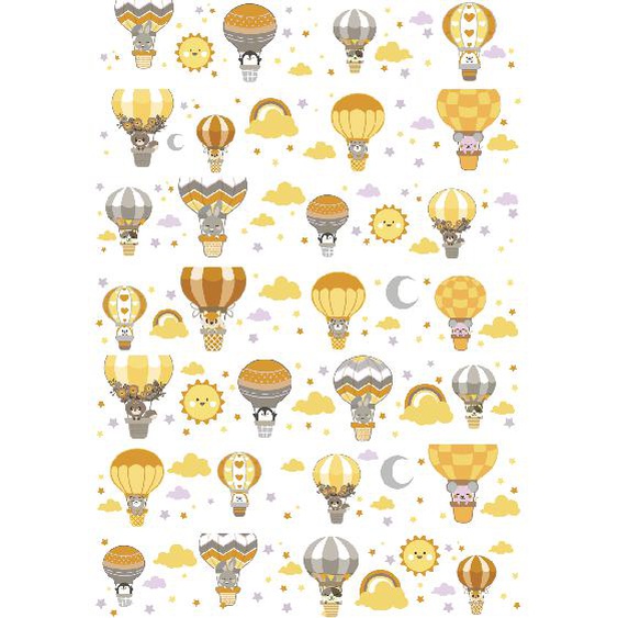 Stickers frise chambre enfant animaux volants vers le soleil