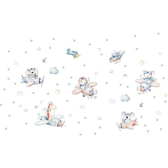Stickers géants animaux en avions dans le ciel