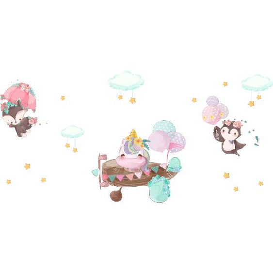 Stickers licorne pilote dans les airs