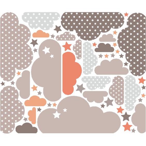 Stickers nuages scandinaves et étoiles par dizaines