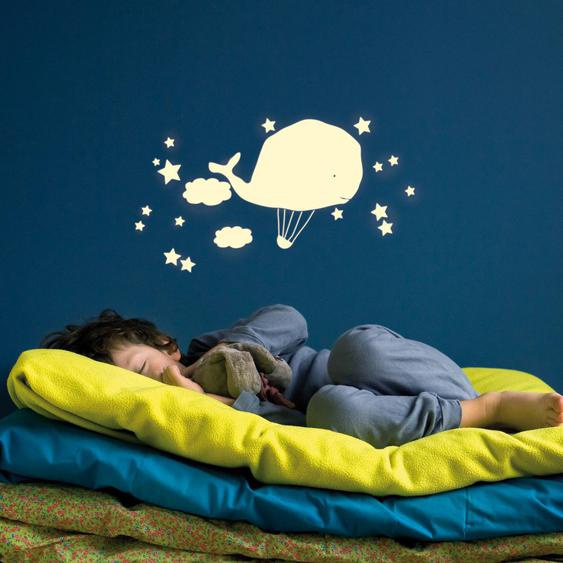 Stickers Phosphorescent Montgolfière Baleine Jaune
