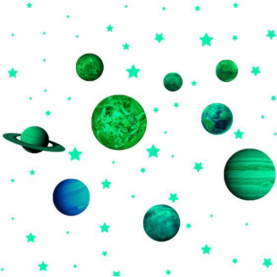 Stickers phosphorescents planètes du système solaire + 200 étoiles