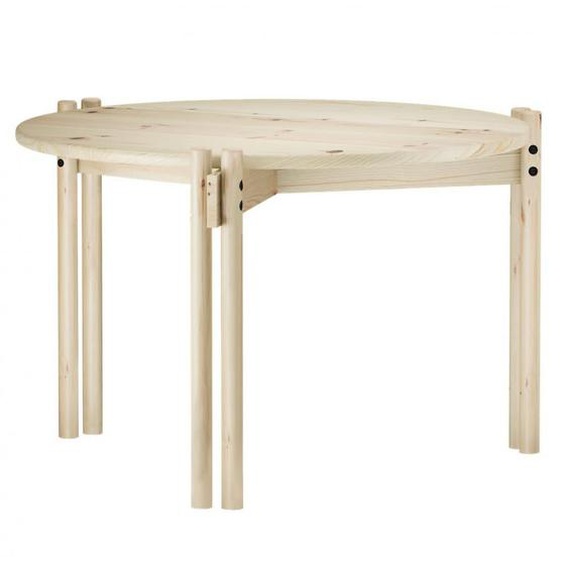STICKS table basse ronde en pin laqué clair 60x40 cm