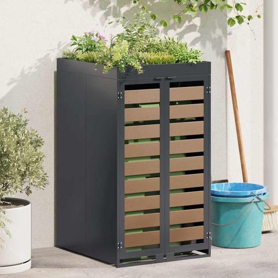 Stockage de Poubelle à Roulettes avec Toit de Jardinière pour Poubelle de 240L