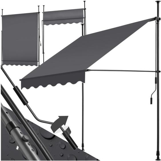Tectake - Store à pince sans perçage avec manivelle, réglable en hauteur - 150 x 180 cm, noir/gris
