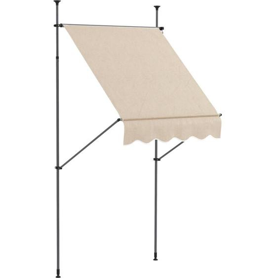 Store banne autoportant manuel rétractable 1,5L x 1,2l x 2,1-3H m inclinaison réglable métal alu polyester sable