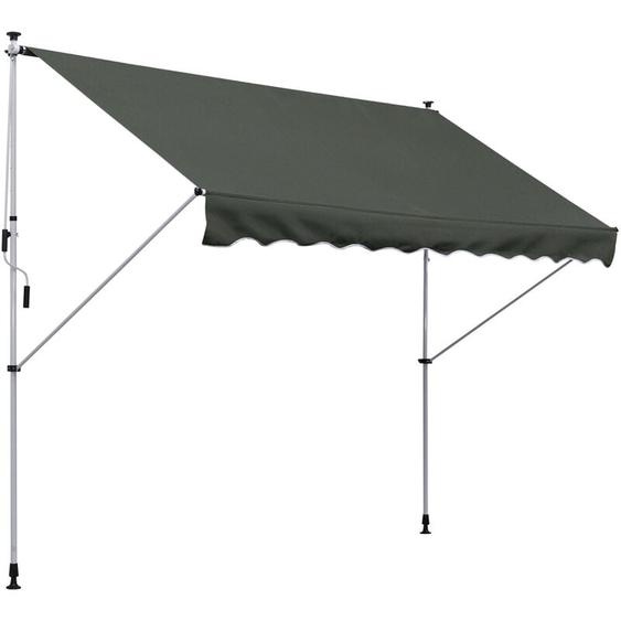 Store banne manuel rétractable 3L x 1,5l m inclinaison et hauteur réglable installation rapide métal alu polyester anti-UV gris
