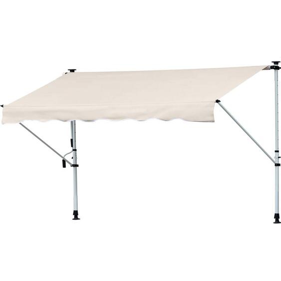 Store banne manuel rétractable 4L x 1,2l m inclinaison et hauteur réglable installation rapide métal alu polyester anti-UV crème