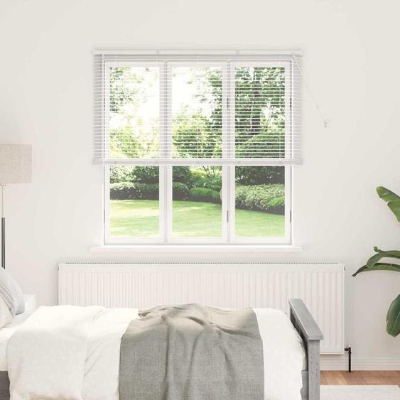 Store de Fenêtre avec des rideaux Blanc Aluminium