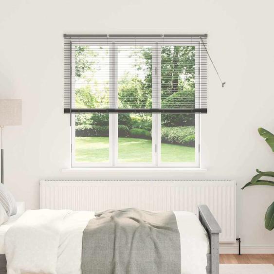 Store de Fenêtre avec des rideaux Gris foncé Aluminium
