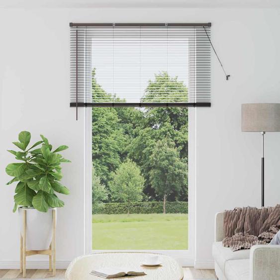 Store de Fenêtre avec des rideaux Noir Aluminium