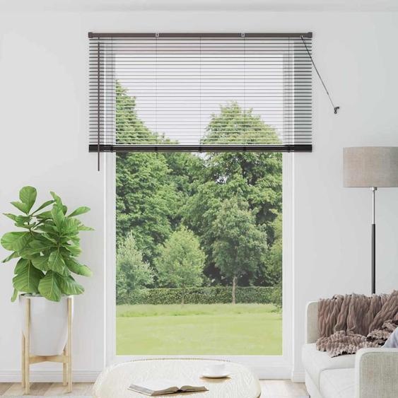 Store de Fenêtre avec des rideaux Noir Aluminium