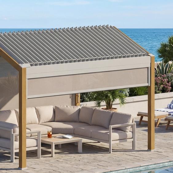 Store ECOZIA Beige lin Pour Côté 4 m - 3,7 Polyester Hespéride