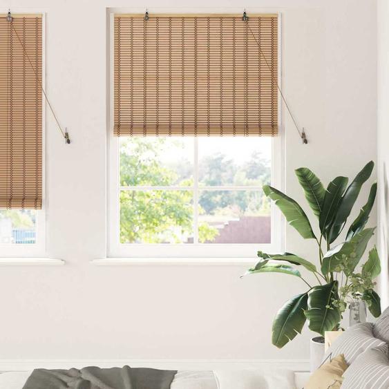 Store enrouleur avec des rideaux Nature 120 x 220 cm Bambou
