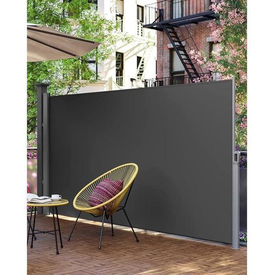 Store latéral Paravent rétractable, 300 x 160 cm (L x H), Brise vue, Toile: Polyester 280 g/m², avec fixations, GSA160G SONGMICS