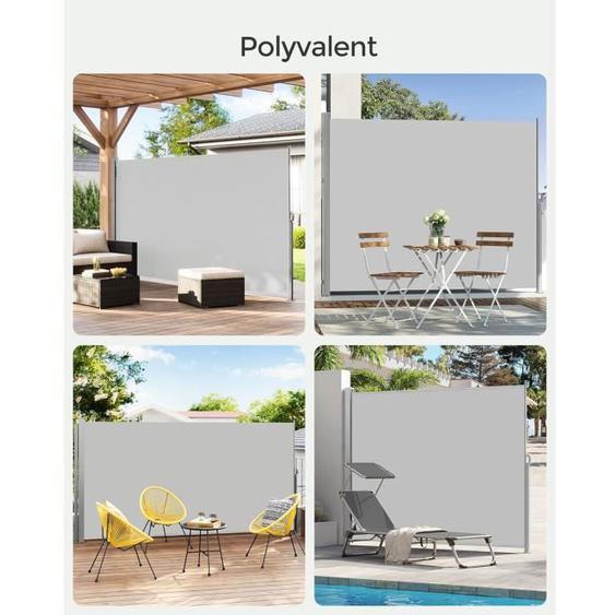 Store latéral pour Balcon et terrasse Paravent retractable - 200 x 400cm(H x L) Gris Clair