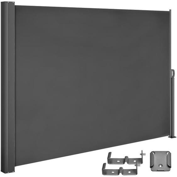 Store latéral rétractable 180x300cm Brise-vue anthracite Auvent avec toile en polyester Paravent extérieur balcon jardin