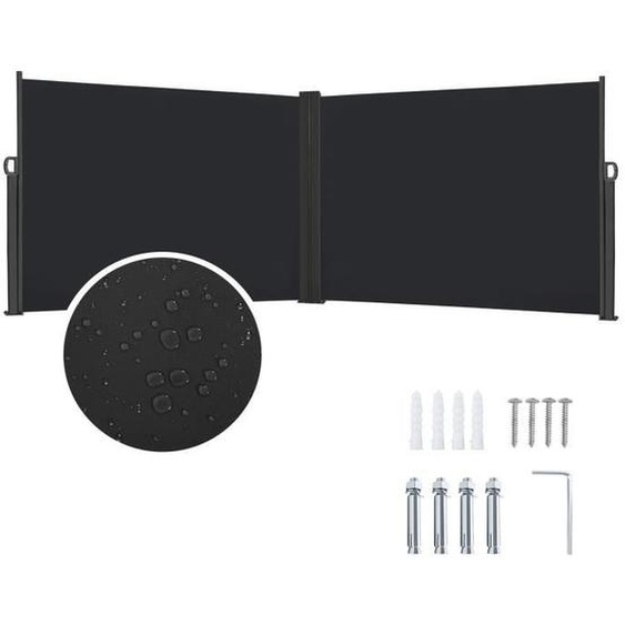 Store latéral - XMTECH - 160x600cm - Rétractable - Protection UV - Polyester Noir