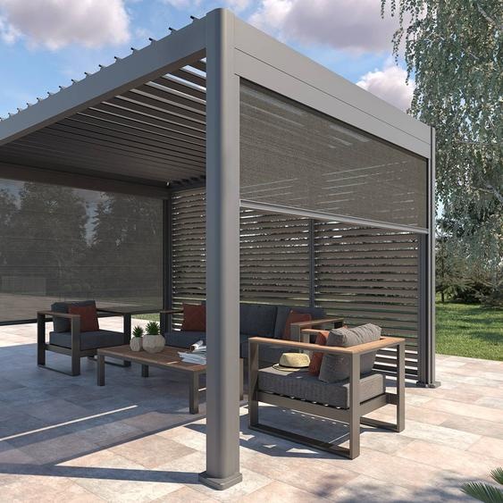Store pour pergola bioclimatique EVORA Ardoise Côté 3 m - 2,7 Aluminium, Texaline Hespéride