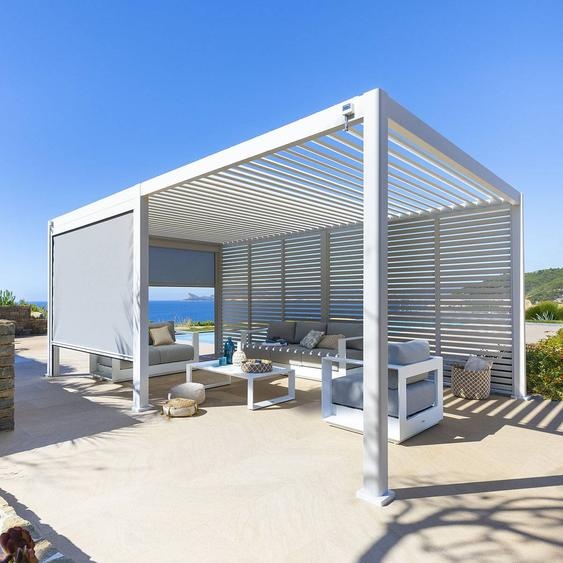Store pour pergola bioclimatique EVORA Gris clair Côté 3,6 m - 3,3 Aluminium, Texaline Hespéride