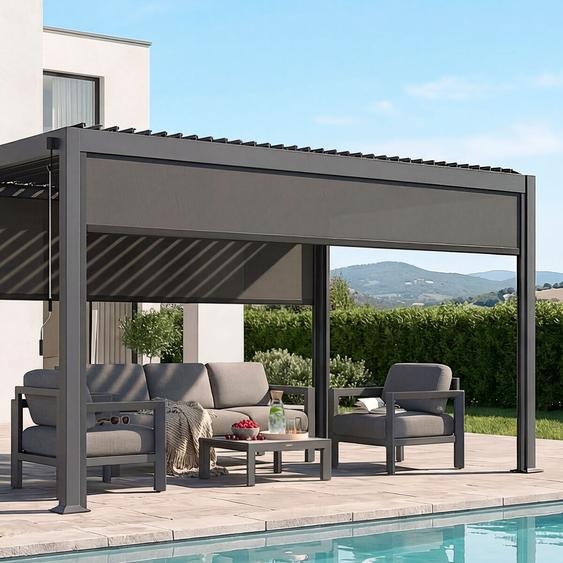 Store pour pergola EVONIS Graphite - L.371,7 x H.211 cm Aluminium Hespéride