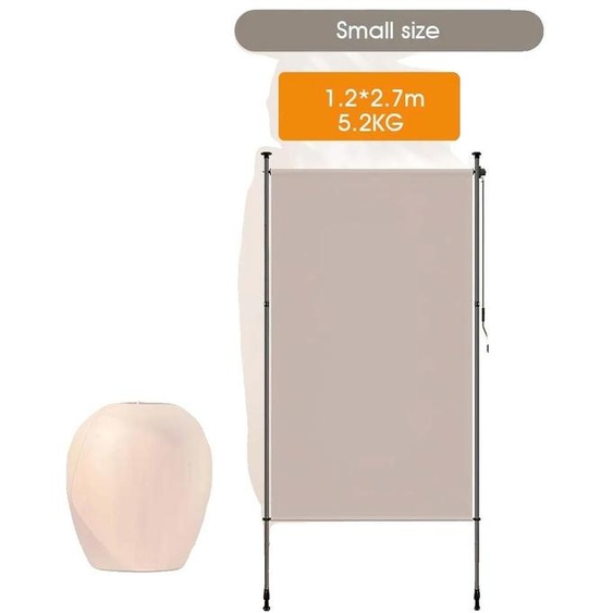 Store vertical, hauteur réglable, tissu résistant aux intempéries, kaki, 1,2 m x 2,7 m